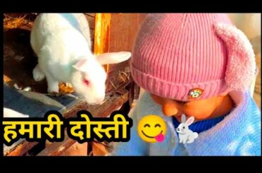 Funny and Cute Bunny - Cute Baby playing with Bunny Rabbits #bunny #rabbit