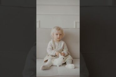 a cute baby child & cute rabbit #rabbit #childhood #shorts #animals