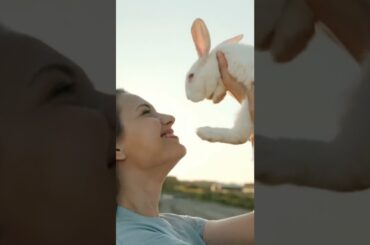 girl hold cute bunny #shorts