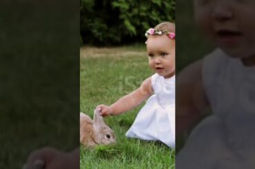 cute baby saath cute rabbit baby
