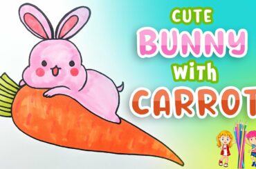 Cute Bunny With Carrot Drawing | Art for Kids