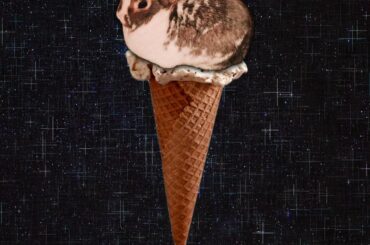 Dudley reminds me of a scoop of ice cream so I put him on an ice cream cone flying through space.