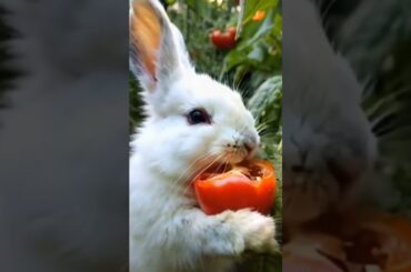 little #rabbit eating tomato #bunny #cute #rabbits #rabbiteating #rabbitvideo #rabbitvideos #pet