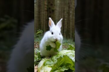 Cute #rabbit eating cabbage in the garden #rabbitvideo #bunny #cute #animals