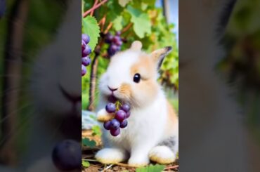 Cute rabbit eating grapes and enjoying eating #shortvideo # #breakfastfood #eatingcereal #cartoon
