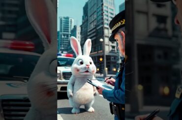 The Cute Rabbit Caught By Police #cuterabbit #rollerrabbit #cute  #bunny #greenrabbit #pets