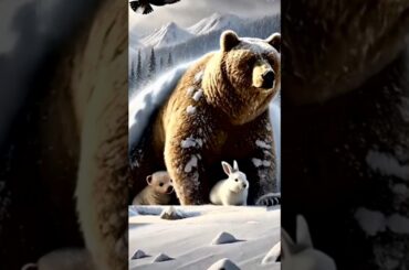 A cute rabbit rescue the poor bear #cuterabbit #rabbit #shortfeed #ai #cute