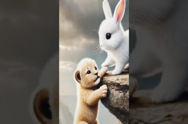 Cute Rabbit resscue the little Lion cube #ai #cuterabbit #lion #story