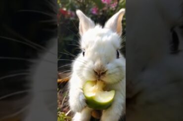 a little #rabbit eats apple and blows bubbles. #Cute pet debut plan. #rabbitsbaby #bunny #viralvideo