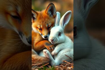 Cutest Animal Duo Ever? Fox Cub Snuggles Rabbit!