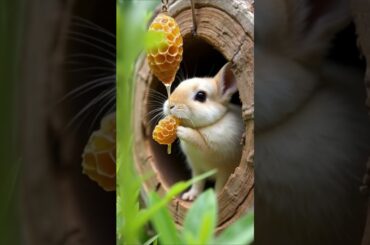 Little rabbit secretly eats honey and is cute. #cat #cute #rabbit