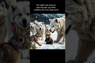 Cute rabbit Rescued the poor little bear cub#rabbit#viral#shorts