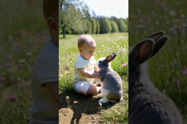 #Cute #Baby and the #Rabbit Friend