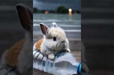 A cute rabbit saved the little turtle, #animalfriendship #cute #animals #cutepet #kitten #cat #funny