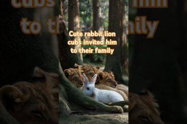 A cute rabbit saved a poor lion cub from the water, #cuterabbit #rabbit #cat