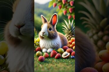 Cute rabbit bunny eating fruits #viral #hen