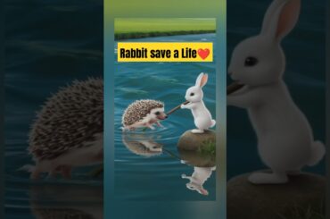 Cute Rabbit Save a little Hedgehog#rabbit #cat #ytshorts  #animals