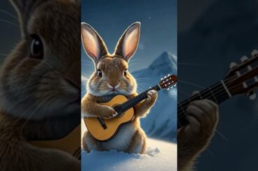#rabbit #snow #cute #animals #animation #funny  #fingerstyle #guitar #love #relaxing #shorts