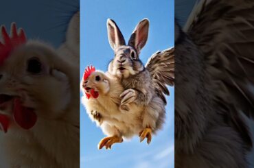 Cute rabbit saves poor murgi little best cub #rabbit #cat #kitten #funny #ai