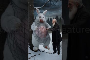 Old man rescues a giant pregnant rabbit