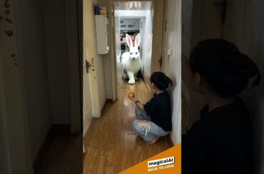 Summon a giant white Bunny #bunny #pet #pets #petshorts #petlovers #petvideos #ai #aipets #funny