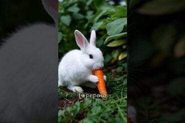 Cute rabbit adorable bunny eating carrot #cuterabbit #adorablebunny #cutebunny #adorablerabbit