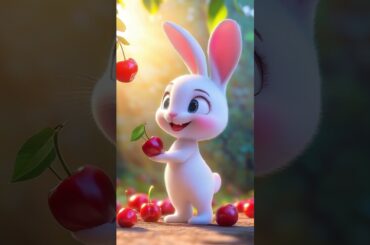 Cute rabbits grow cherry trees  #funny #cartoon #cute #rabbit