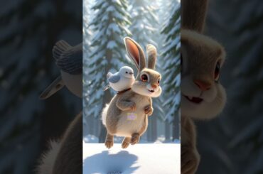 Cute rabbit rescued the poor little bird #rabbit #cat #kitten #funny #ai #RRabbitsLove #rrabbitslove