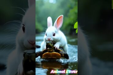 Rabbit and Tortoise River Story #cute #rabbit #animallover #shorts #funny
