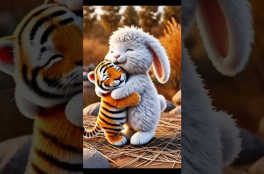 Cute rabbit saves poor little tiger cub#RabbitRescue#CuteAnimals#Animal Rescue