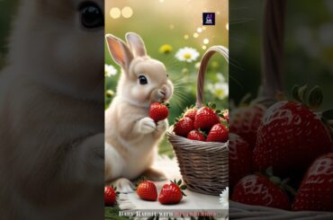 Adorable Baby Rabbit with Strawberries #BunnyLove #NatureIn8K