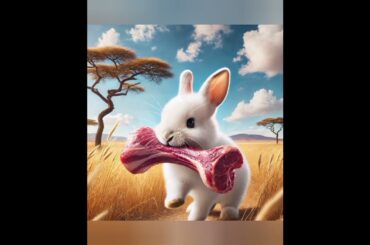 Cute rabbit rescued the poor little lion cub #cat #rabbit #kitten #trending #cartoon #lion