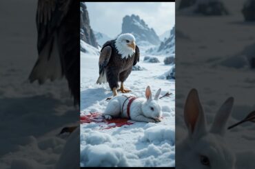 Cute Rabbit Saved By A Bald Eagle in the Arctic Snow