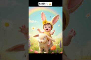 “Baby’s Adorable Ride: Laughing on a Bunny!”#shorts #viralshorts