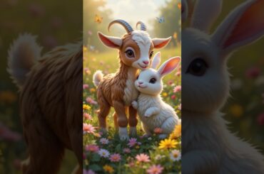 The Brave Rabbit and baby goat Tale of Friendship #rabbitadventures #rabbit #babygoat#rabbitandgoat