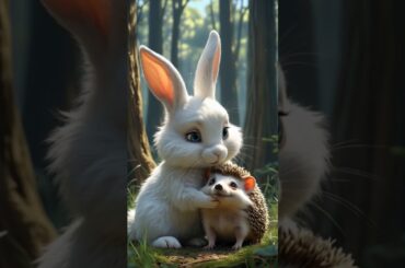 Poor lonely Hedgehog cute rabbit friend #shorts #hedgehog  #rabbitrescue