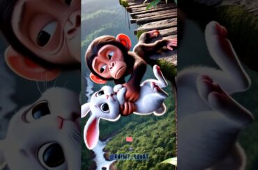 Tiger's attack on chimp and cute rabbit. #chimpquest #aiart #cartoon #animation