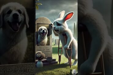 Poor little rabbit is crying on a dog's grave #RescueAnimal #CuteAnimal