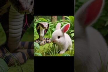 Cute bunny rabbit with.hunter snake