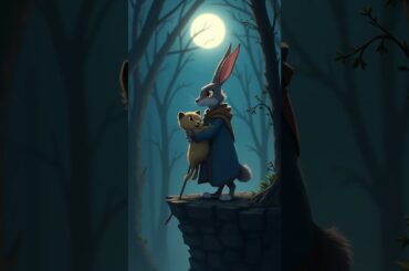 A cute rabbit rescued a little baby dog from lion #rabbit #dog #puppy #cute #ai