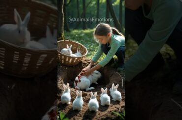 Cute Girl Helping Bunnies | #ytshorts #shorts #emotional #rabbit #animals #help