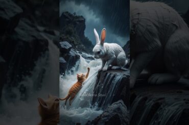 Friendship is always beneficial rabbit+kitten #cute #kitten #rabbit #animals #animation #adorable