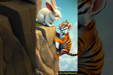 Cute Rabbit Saves Poor Little Tiger #RabbitRescue #CuteAnimals #AnimalRescue