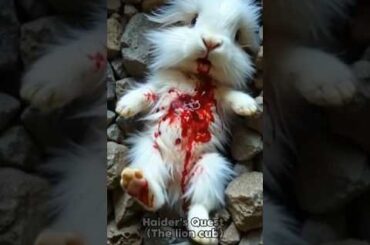 Lion cub saves deadly injured rabbit #rabbitrescue #cuteanimals #animalrescue