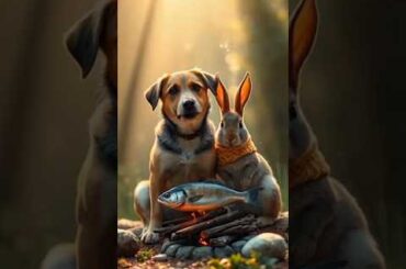 Cute rabbit save the dog rabbit and dog  friends  dog#cuteanimals #animals #shortvideo #viralvideo