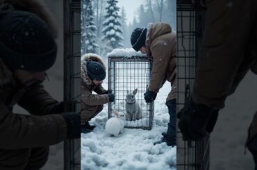 Cute Rabbit Saved by its Child in the Arctic Snow