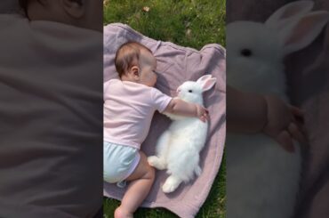 #Cute #Baby and #Rabbit Sleeping