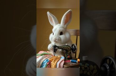 mother rabbit is sewing clothes for baby #rabbit #rabbits #rabbitcare #bunny #bunnycare #shorts #ai