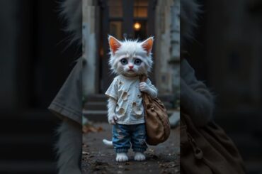 chased the cat away #cat #kitten #cute #rabbit #story #shorts