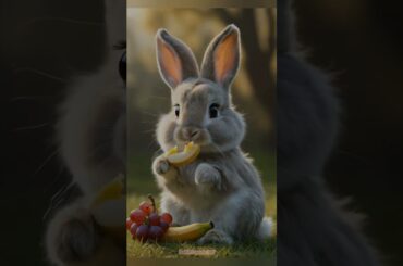 Bunny rabbit eating banana #rabbit #bunny #ai  #bunnycare #cute #cuteanimals #rabbitrescue